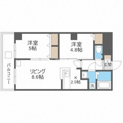 東区役所前駅 徒歩5分 3階の物件間取画像